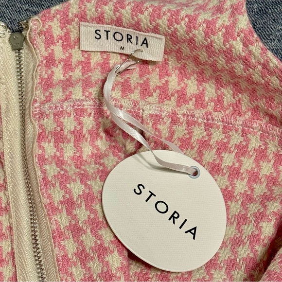 NWT! Storia Houndstooth Scoop Neck Dress Pink/White Size M - Picture 7 of 9